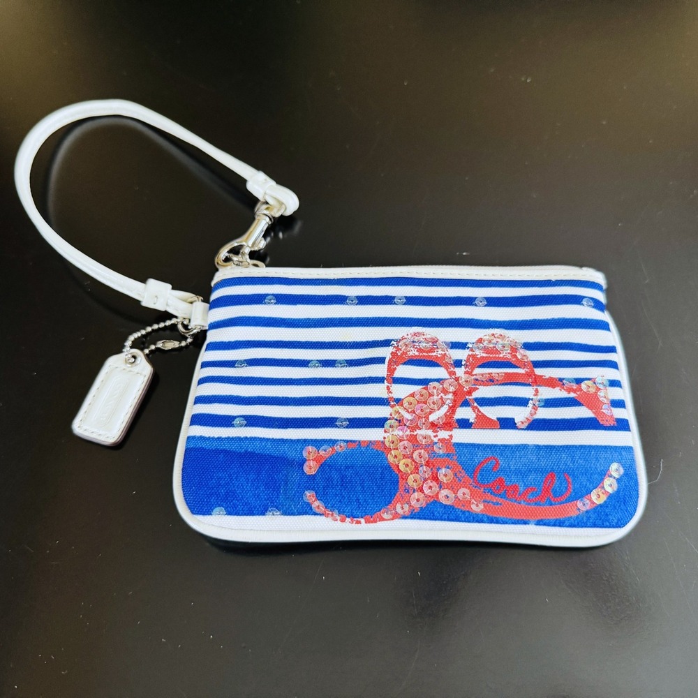 Coach Poppy Wristlet Nautical Sequins C's UNUSED